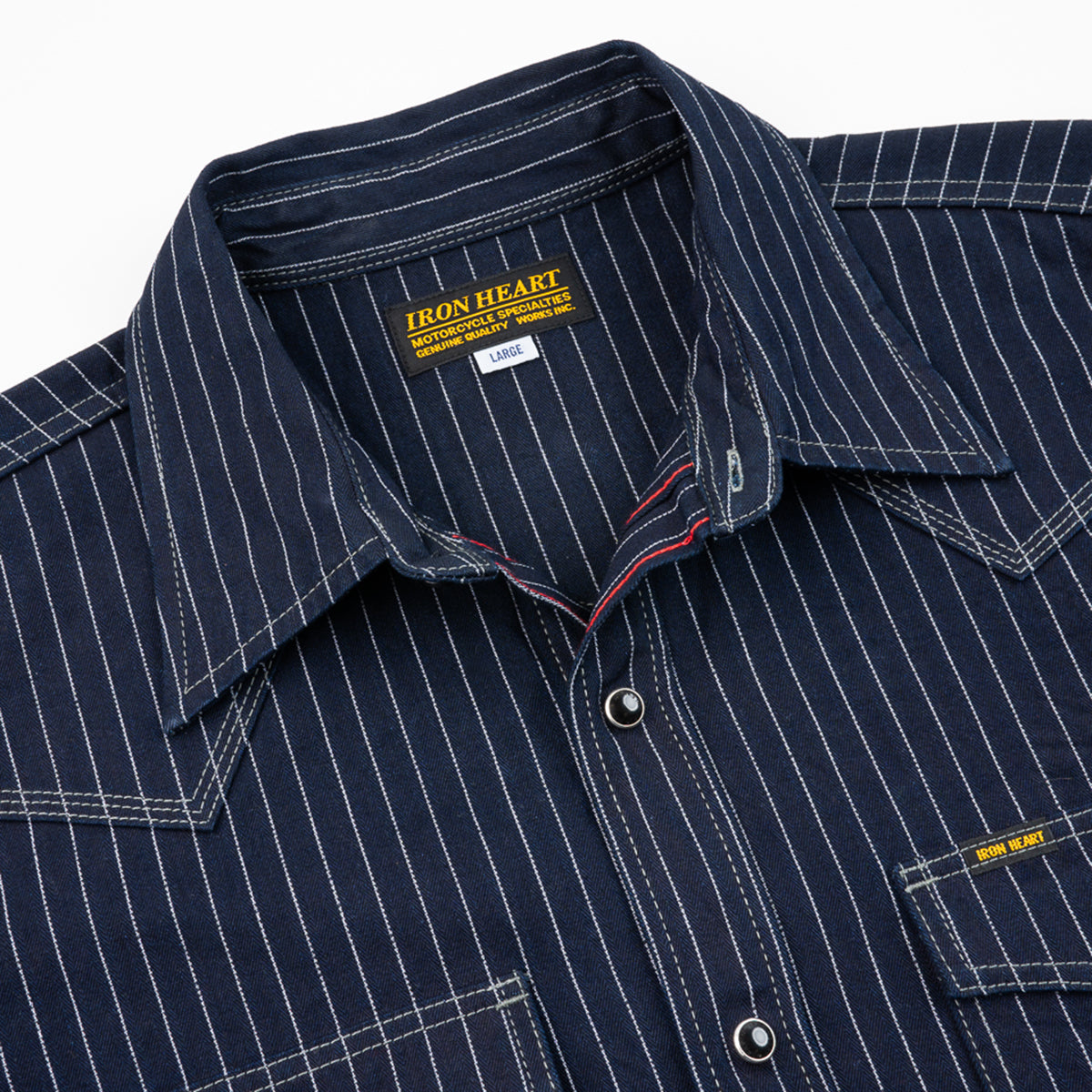 IHSH-424-IND - 8.5oz Herringbone Stripe Western Shirt - Indigo