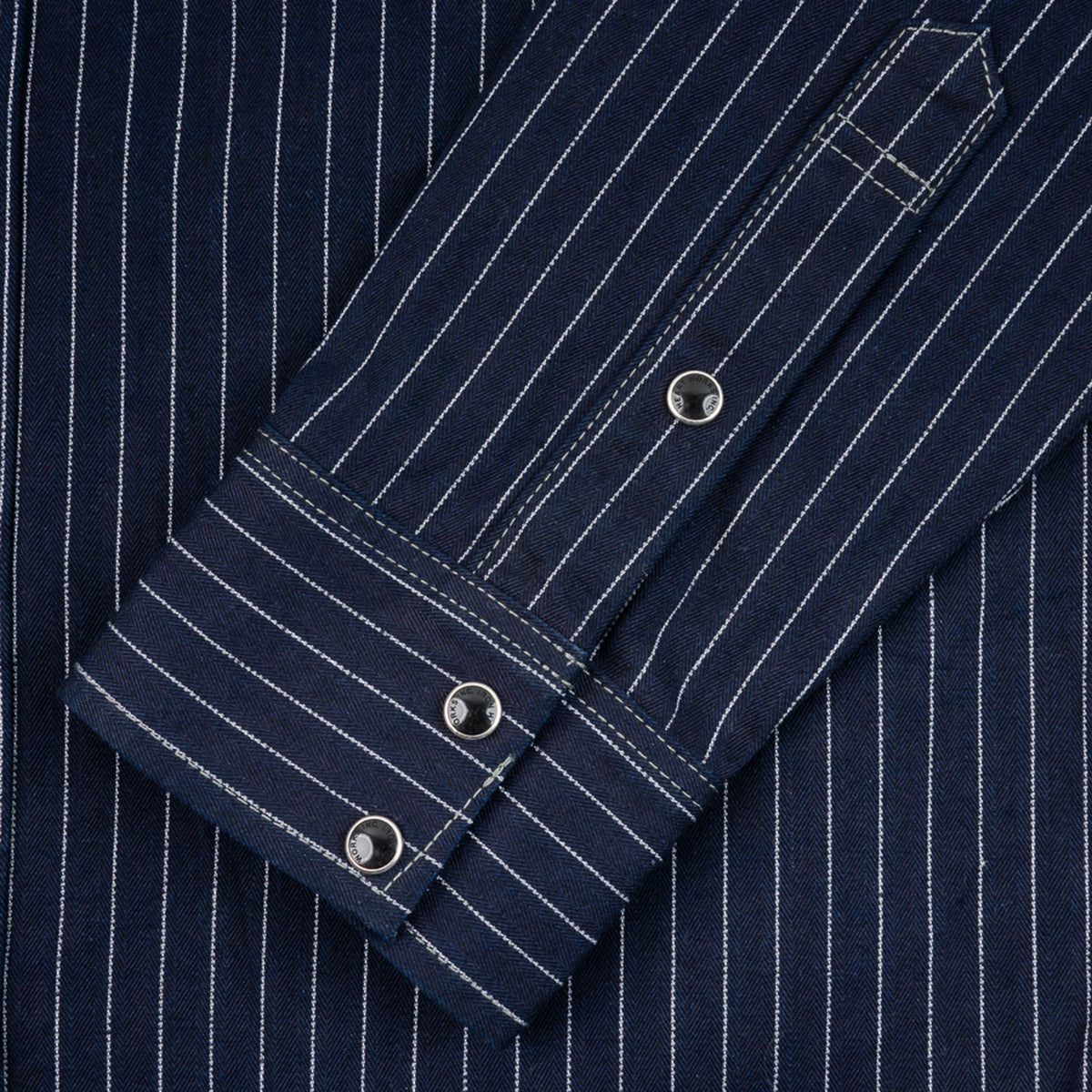 IHSH-424-IND - 8.5oz Herringbone Stripe Western Shirt - Indigo