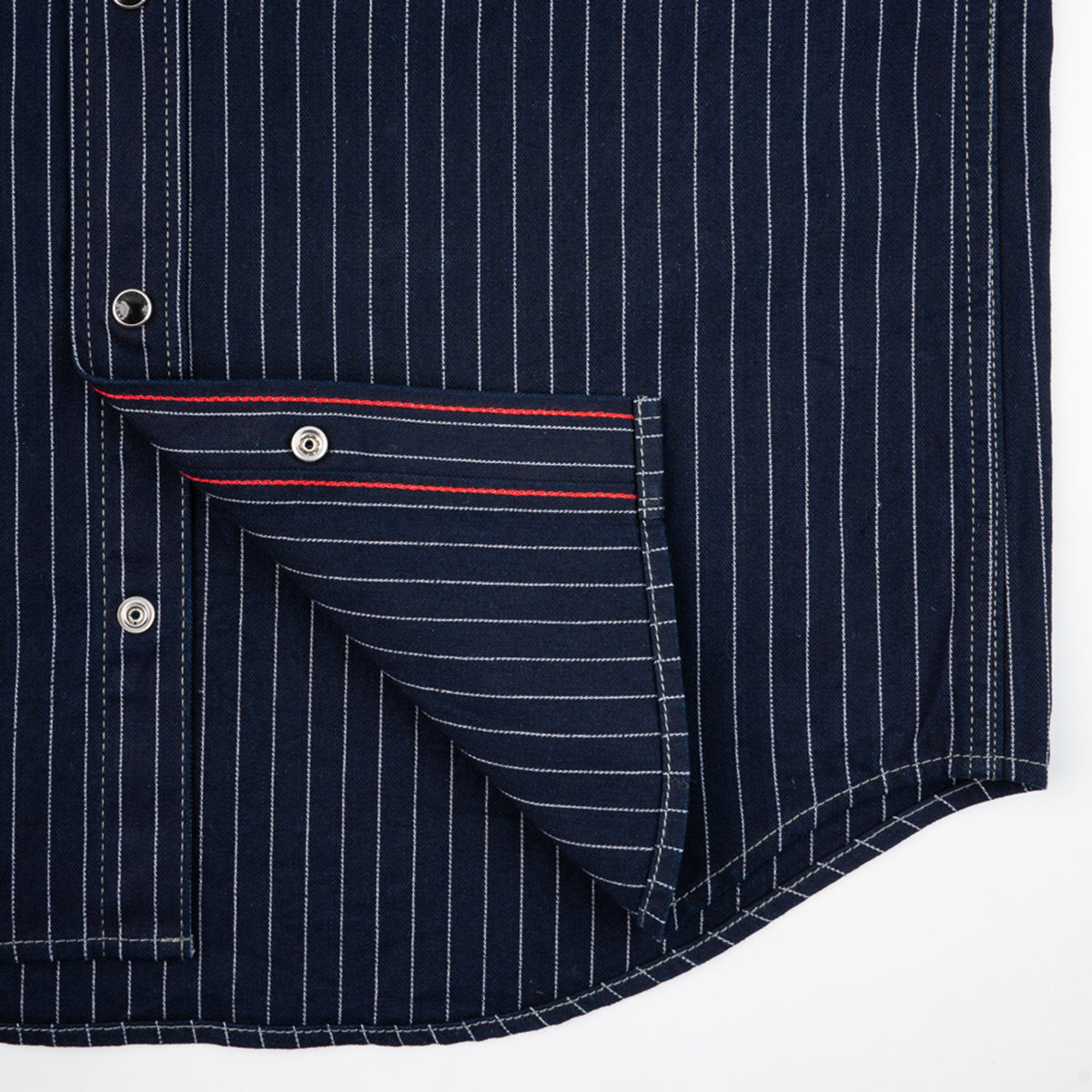 IHSH-424-IND - 8.5oz Herringbone Stripe Western Shirt - Indigo