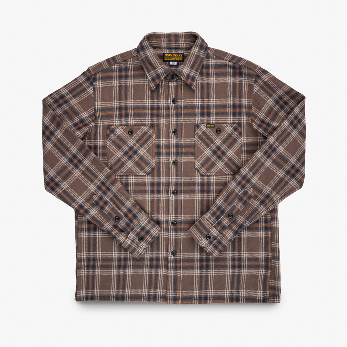 IHSH-430-BRN - FW25 - Slubby Heavy Flannel Check Work Overshirt - Brown