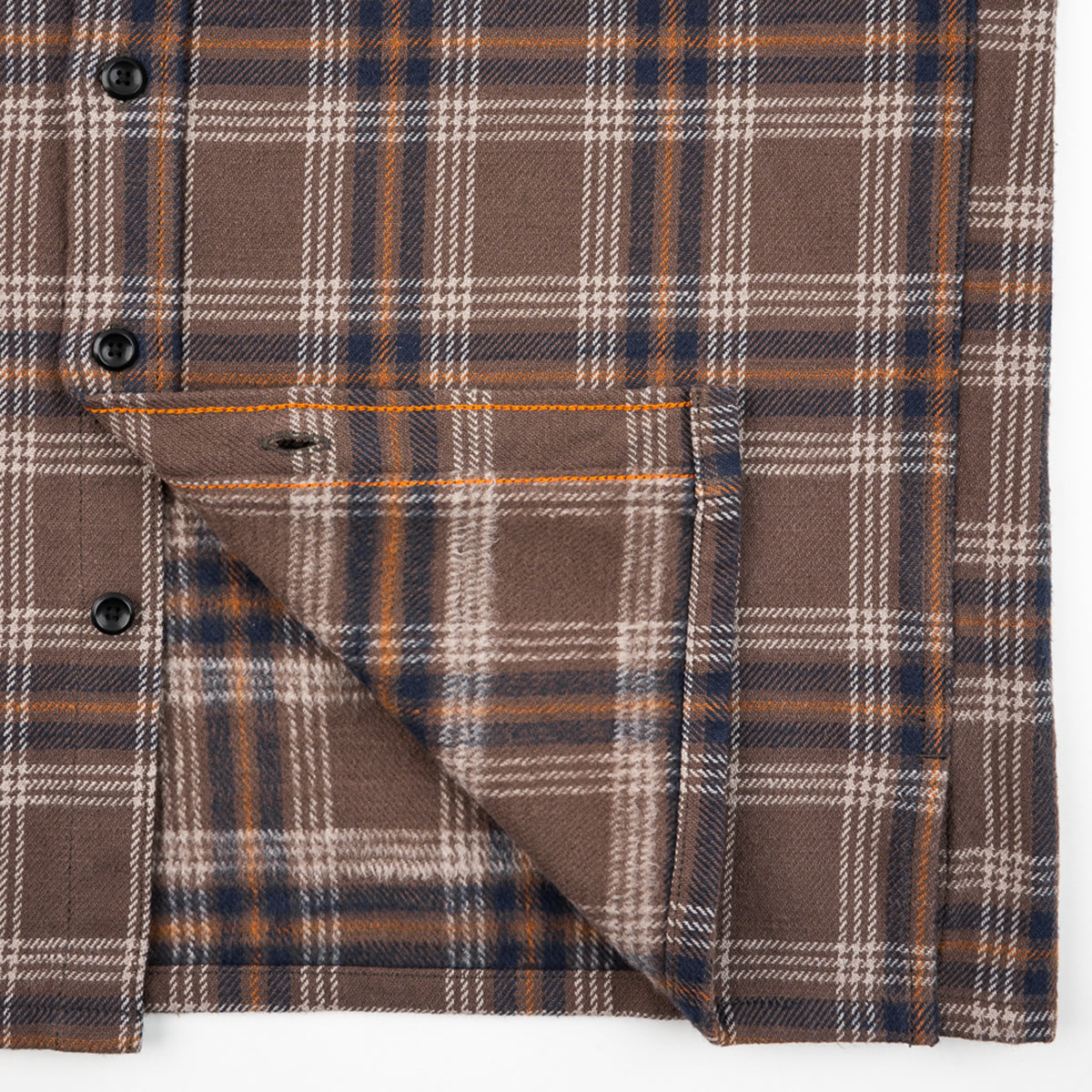 IHSH-430-BRN - FW25 - Slubby Heavy Flannel Check Work Overshirt - Brown
