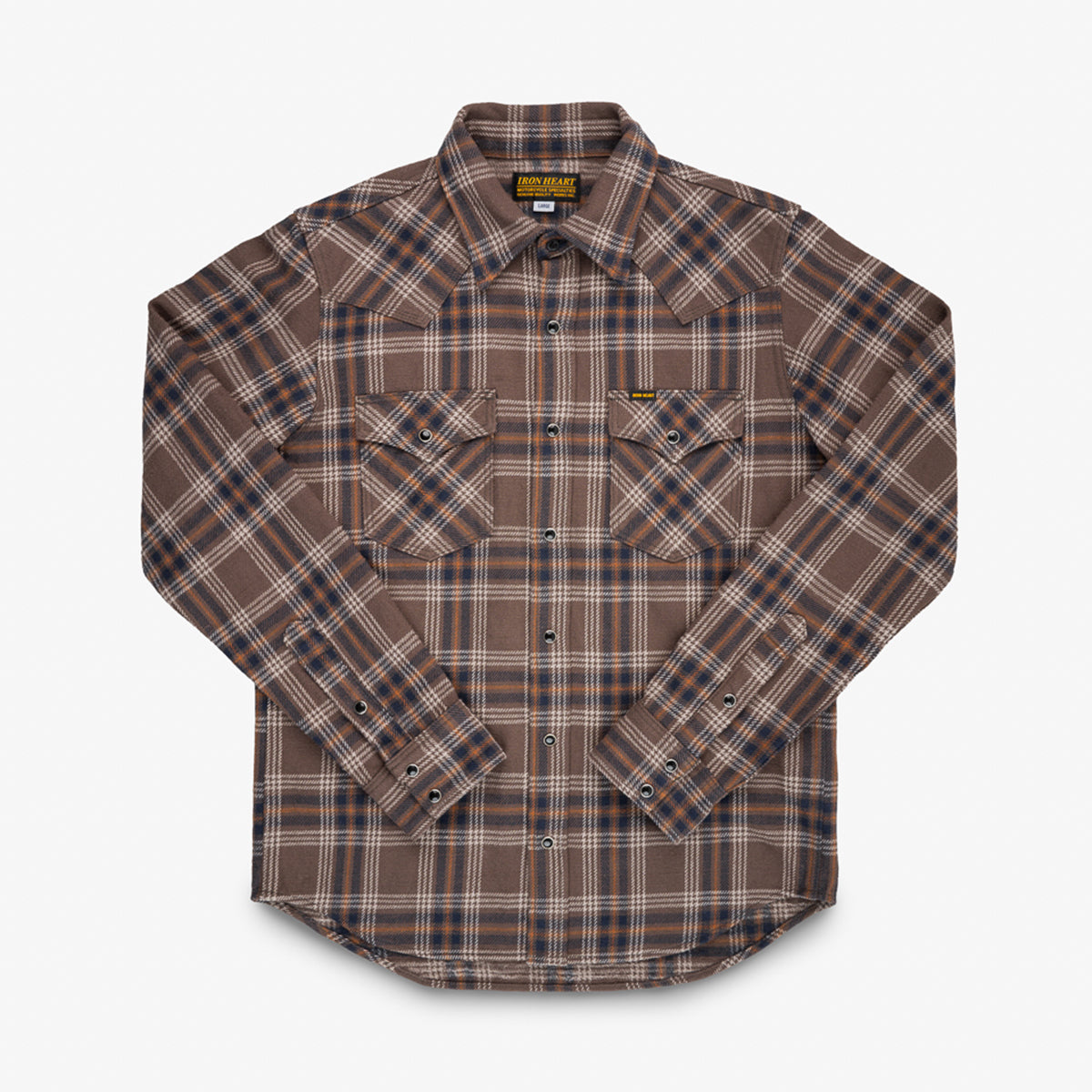 IHSH-431-BRN - FW25 - Slubby Heavy Flannel Check Western Shirt - Brown