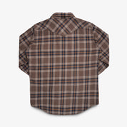 IHSH-431-BRN - FW25 - Slubby Heavy Flannel Check Western Shirt - Brown