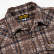 IHSH-431-BRN - FW25 - Slubby Heavy Flannel Check Western Shirt - Brown