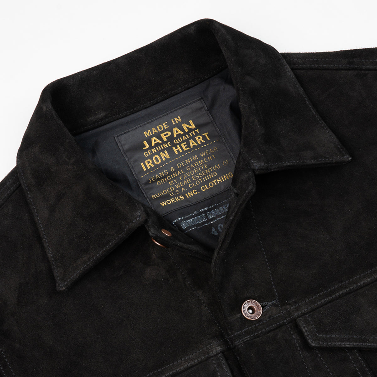 IHJ-155-BLK - FW25 - Horsehide Suede Modified Type III Jacket - Black