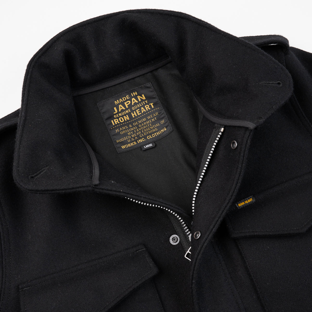 IHM-49-BLK- FW25 - 21oz Melton Wool M65 Field Jacket - Black
