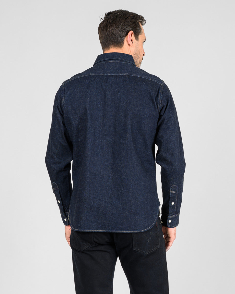 IHSH-326-IND - 12oz Selvedge Indigo Denim Work Shirt with Snaps - Indigo