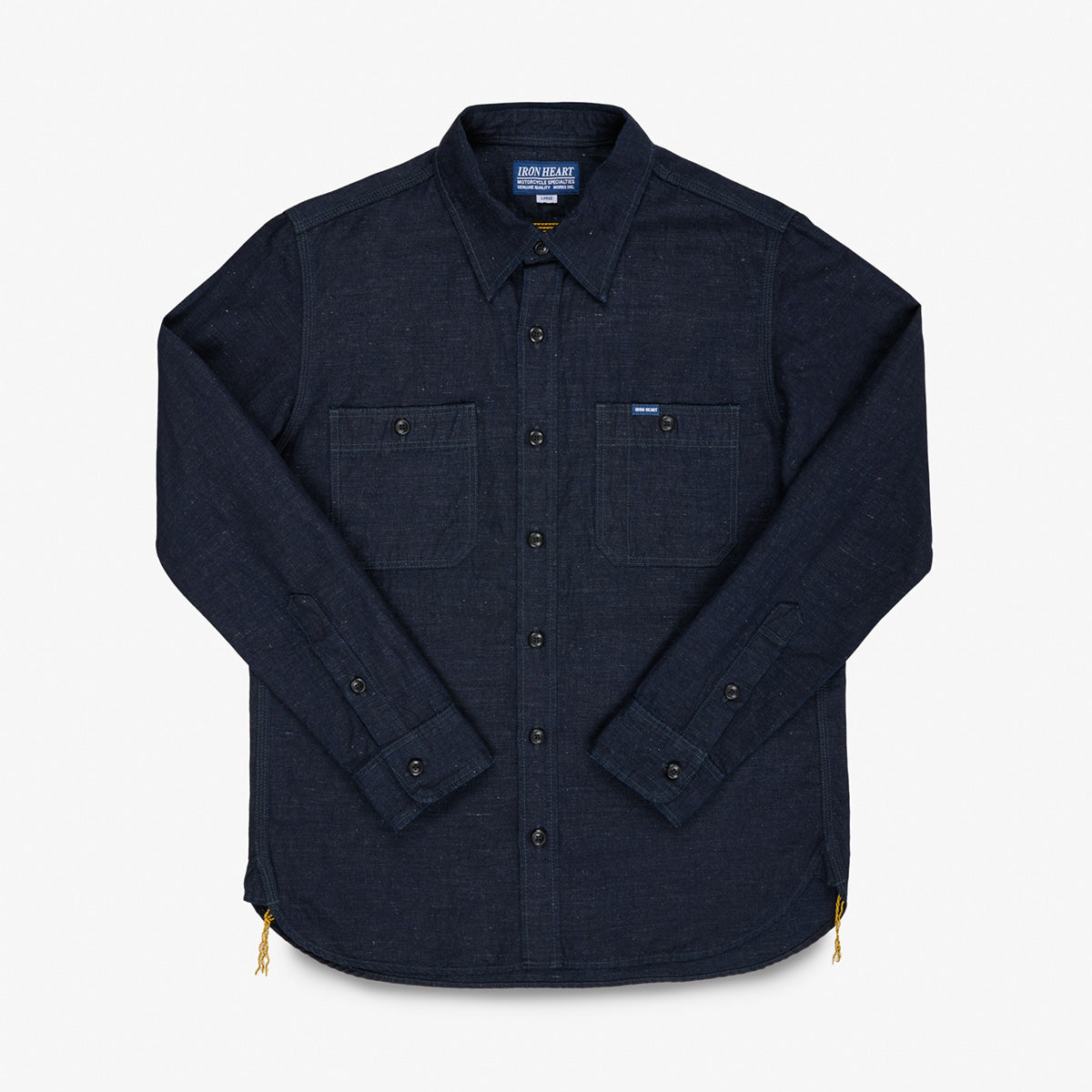 IHSH-443-IND - 7oz Cotton Linen Chambray Work Shirt - Indigo