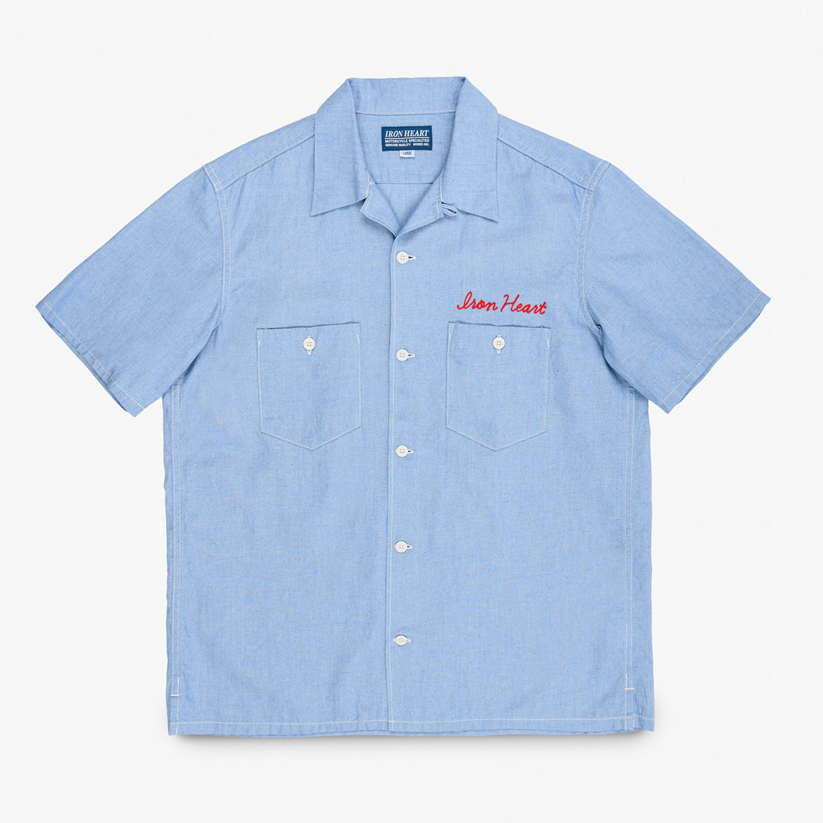 IHSH-447-SAX - SS26 - 5oz Cotton Linen Open Collar Short Sleeve