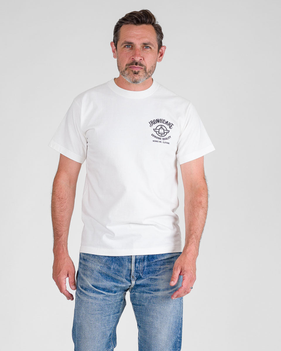 IHT-2502-WHT - 7.5oz Printed Loopwheel Crew Neck T-Shirt - White