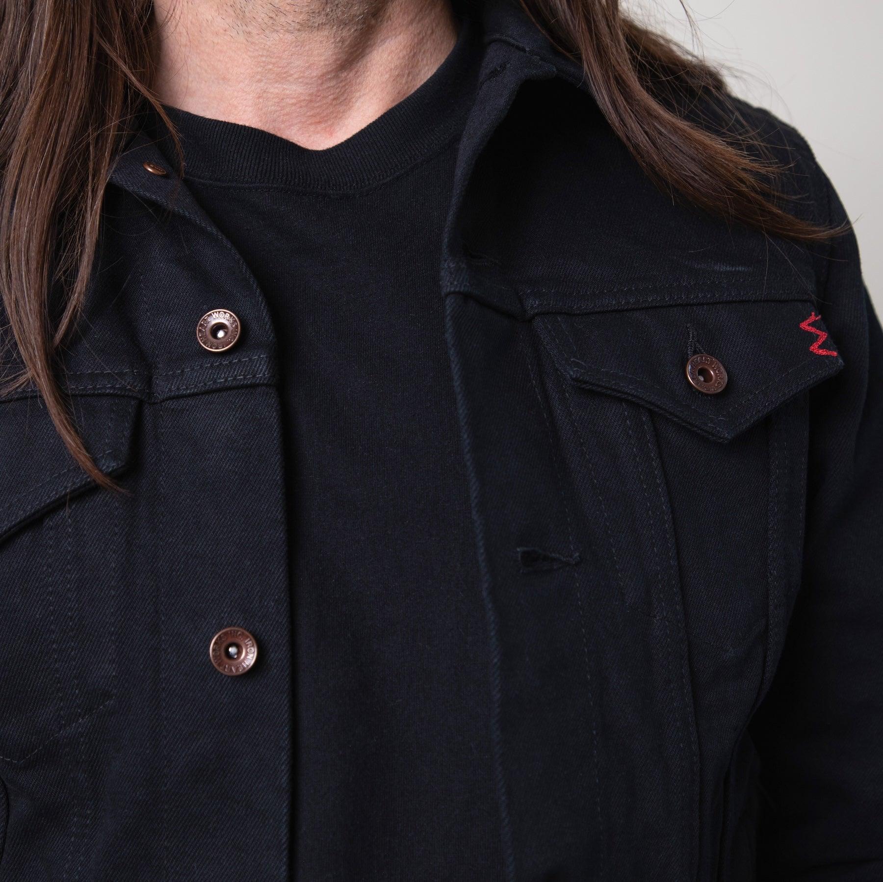 IHJ-132-BLK - 14oz Selvedge Denim Modified Type III Jacket - Superblack
