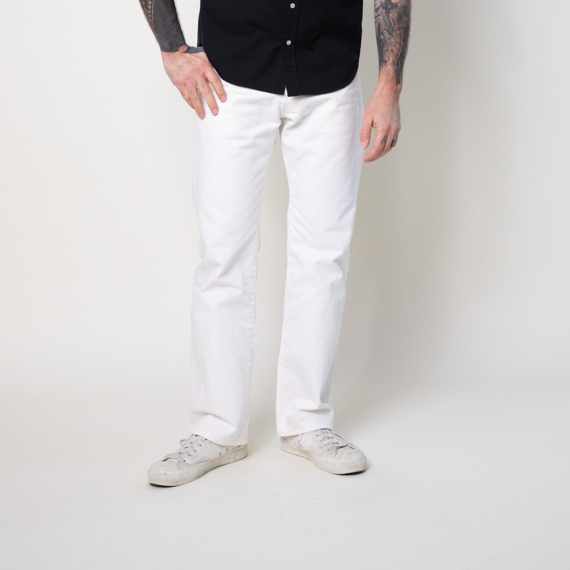 Image showing the IH-634-WT - 13.5oz Cotton Twill Straight Cut Trousers - White which is a Jeans described by the following info SS24 and sold on the IRON HEART GERMANY online store