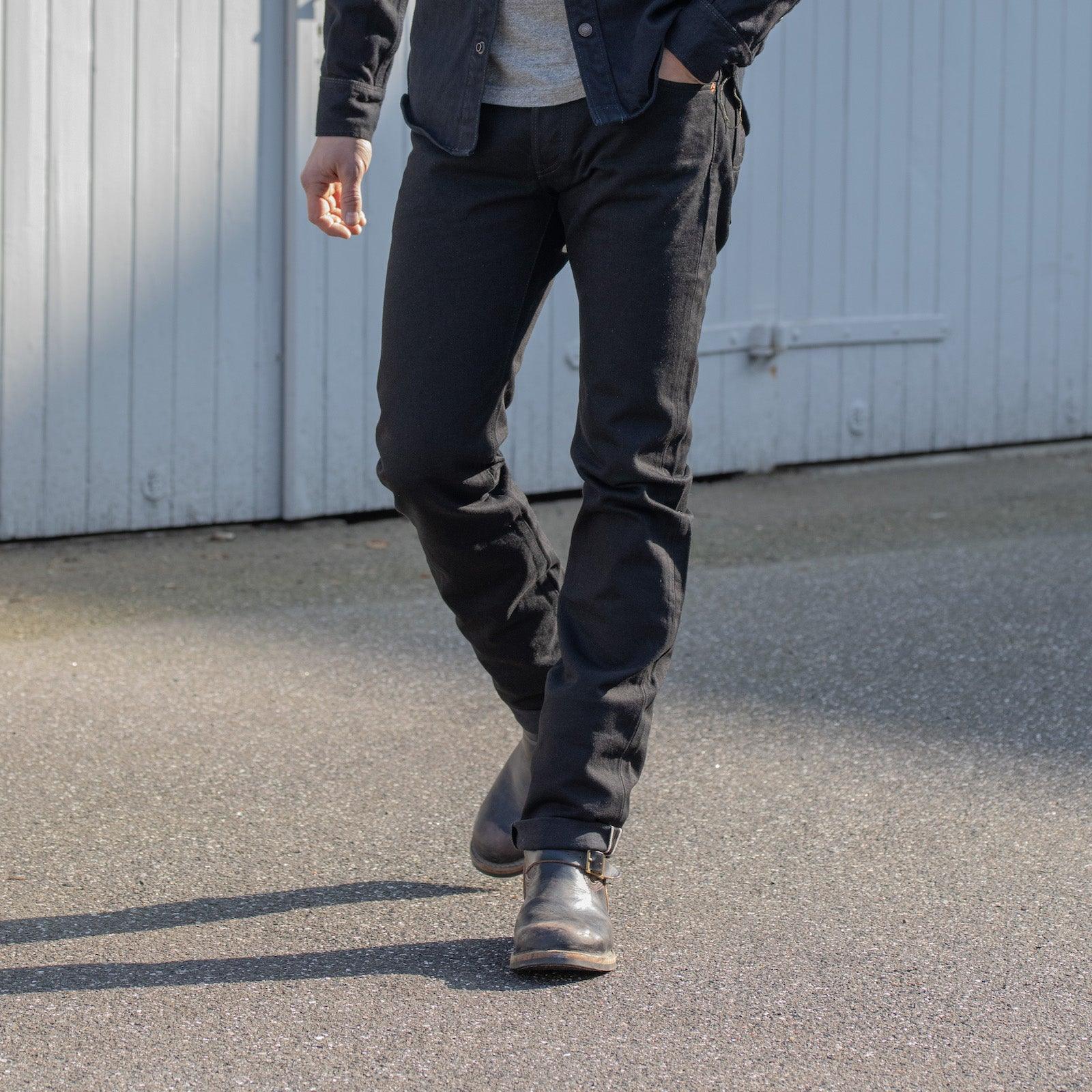 IH-777S-142BB - 14oz Selvedge Denim Slim Tapered Jeans - Black/Black