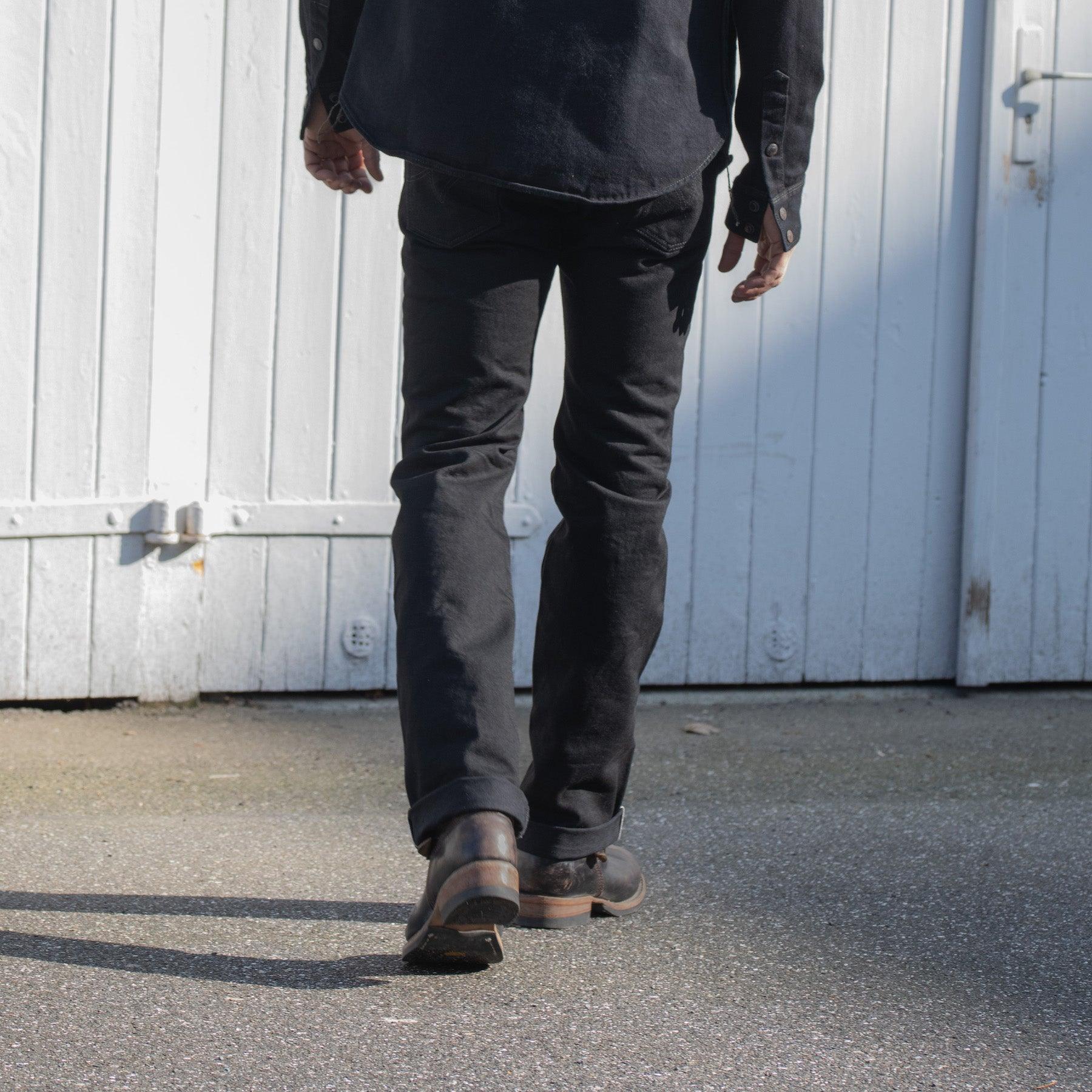 IH-666S-142BB - 14oz Selvedge Denim Slim Straight Cut Jeans - Black/Black