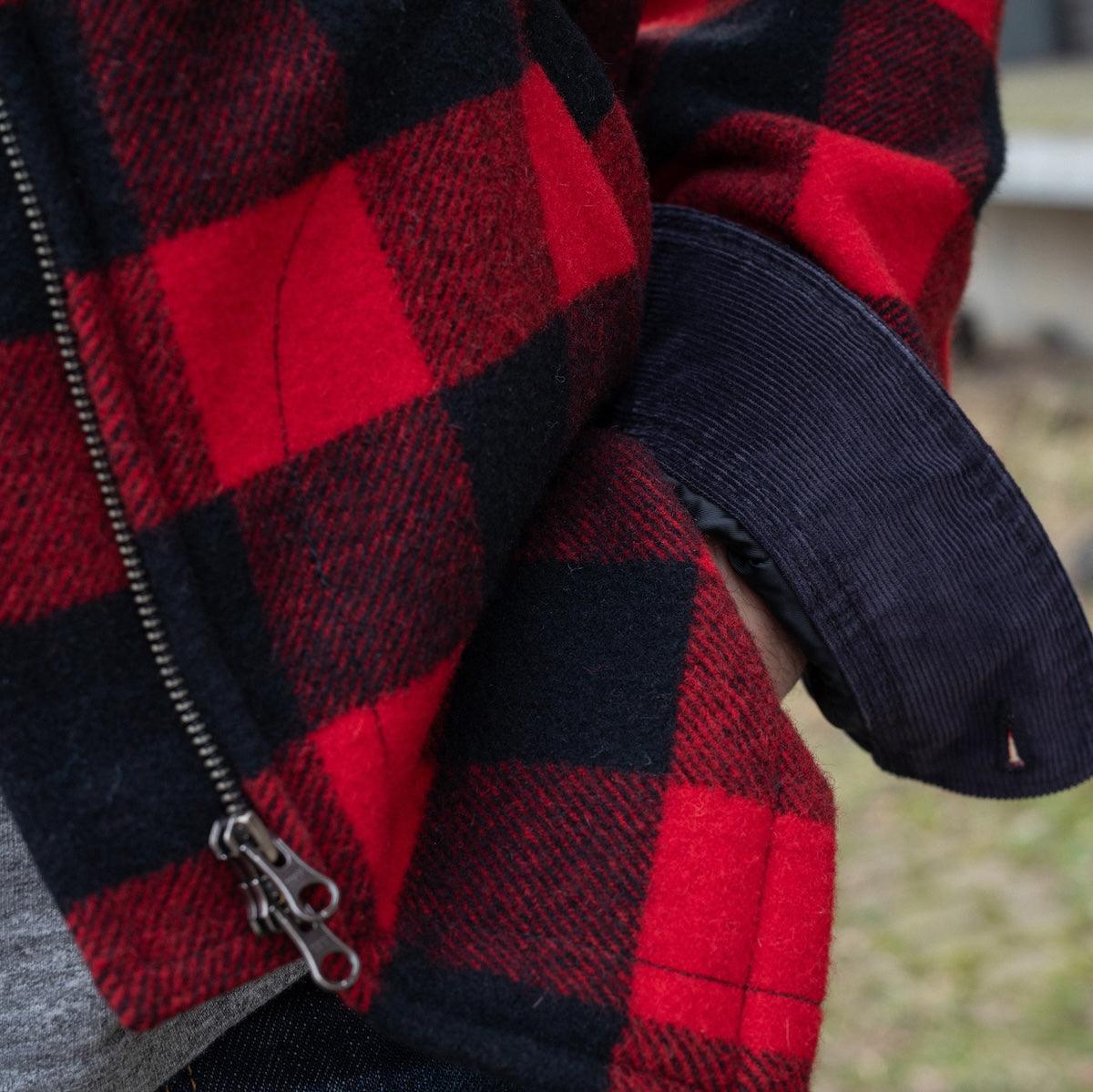 IHW-20-RED - Wool Buffalo Check Bush Jacket - Red