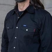 IHSH-394-BLK - 7oz Fatigue Cloth Western Shirt - Black