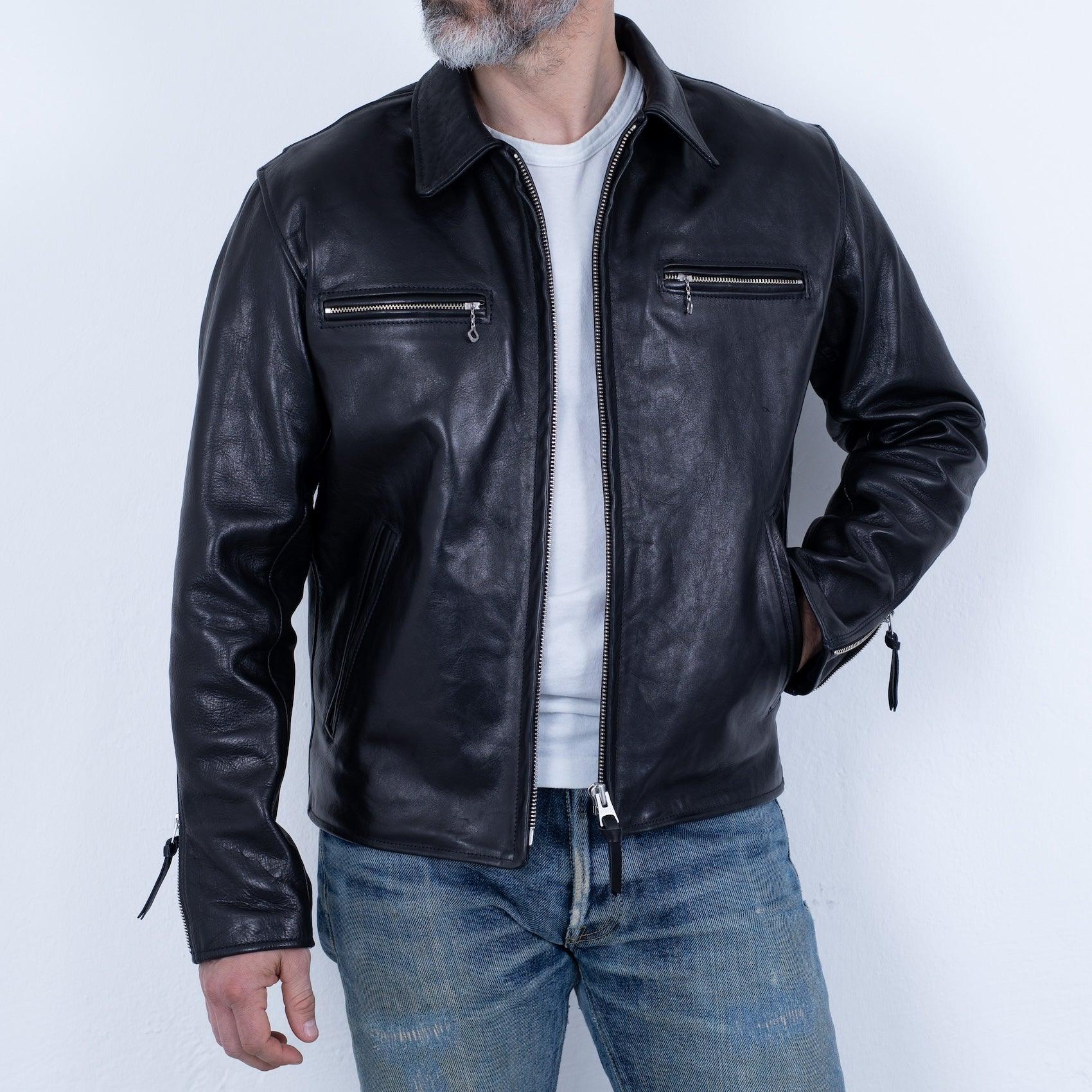 SB-SD-JPN-HO-BLK - Simmons Bilt "Smokey D" Japanese Horsehide Jacket - Black