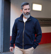 DE-SW0111-NAV - DEHEN 1920 Full-Zip Moto-Sweater - Navy