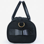 IHE-24-BLK - 21oz Denim and Buttero Leather Holdall - Superblack