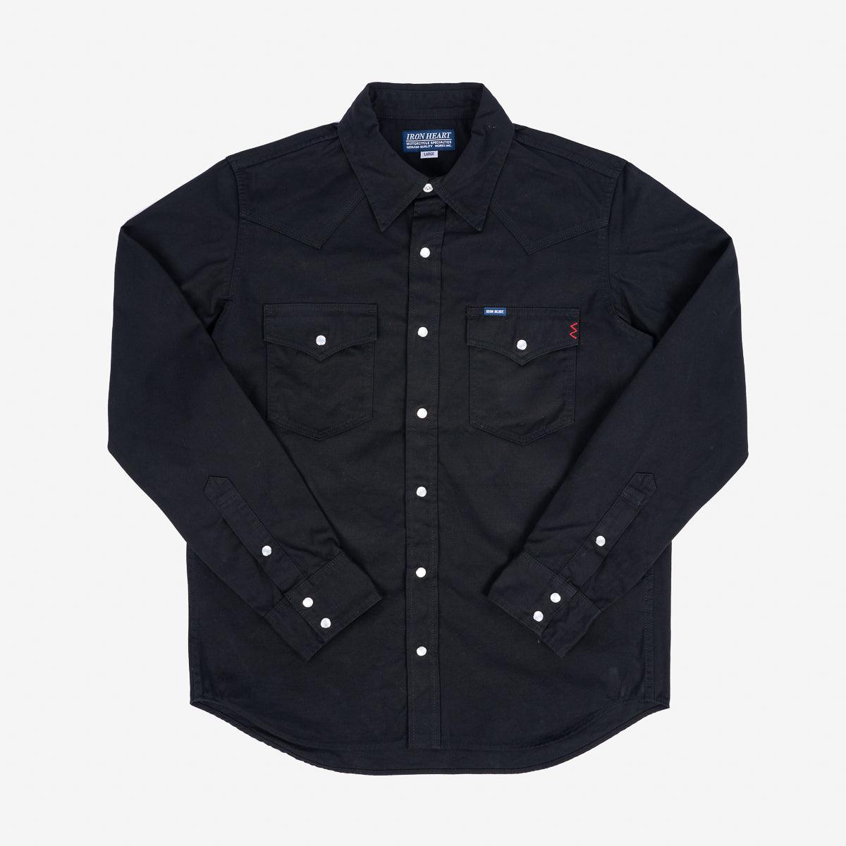 IHSH-394-BLK - 7oz Fatigue Cloth Western Shirt - Black