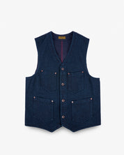 IHV-50-IND - 14oz Sashiko Dobby Cloth / Duck Work Vest - Indigo