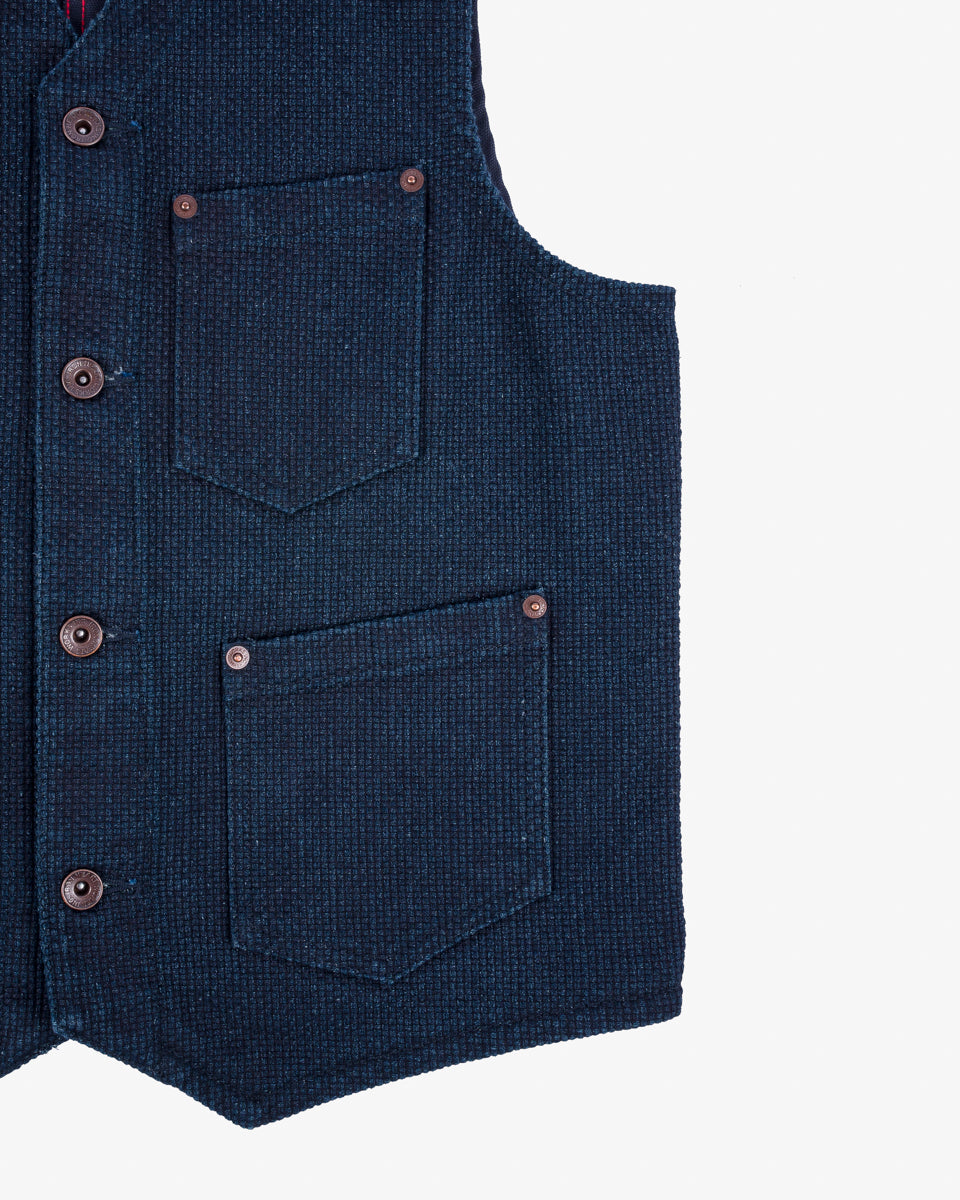 IHV-50-IND - 14oz Sashiko Dobby Cloth / Duck Work Vest - Indigo