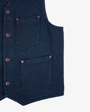 IHV-50-IND - 14oz Sashiko Dobby Cloth / Duck Work Vest - Indigo