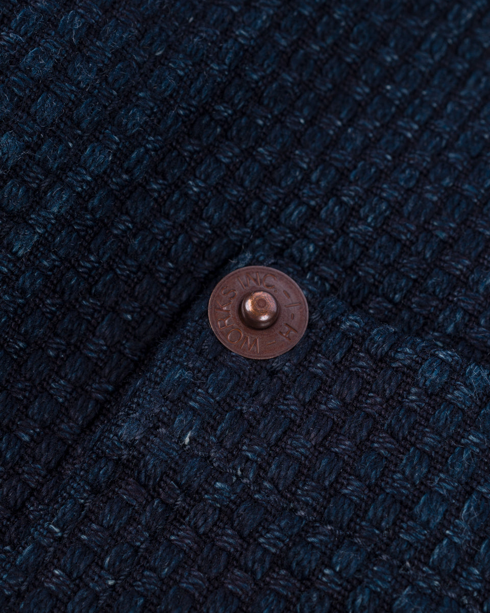 IHV-50-IND - 14oz Sashiko Dobby Cloth / Duck Work Vest - Indigo