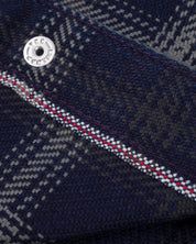 IHSH-411-BLK - 9oz Selvedge Indigo Check Flannel Western Shirt - Indigo/Black