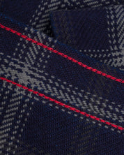 IHSH-411-BLK - 9oz Selvedge Indigo Check Flannel Western Shirt - Indigo/Black