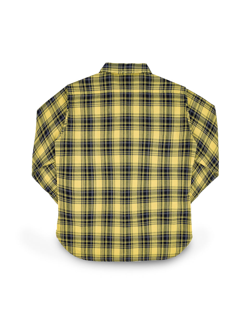 IHSH-412-YEL - 9oz Selvedge Indigo Check Flannel Work Shirt - Yellow