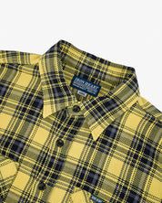 IHSH-412-YEL - 9oz Selvedge Indigo Check Flannel Work Shirt - Yellow