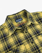 IHSH-412-YEL - 9oz Selvedge Indigo Check Flannel Work Shirt - Yellow