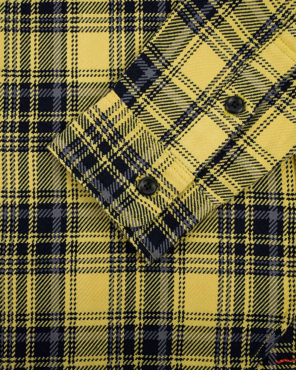 IHSH-412-YEL - 9oz Selvedge Indigo Check Flannel Work Shirt - Yellow