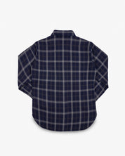 IHSH-412-BLK - 9oz Selvedge Indigo Check Flannel Work Shirt - Indigo/ Black