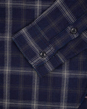 IHSH-412-BLK - 9oz Selvedge Indigo Check Flannel Work Shirt - Indigo/ Black