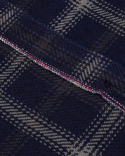 IHSH-412-BLK - 9oz Selvedge Indigo Check Flannel Work Shirt - Indigo/ Black