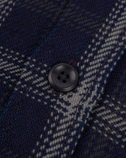 IHSH-412-BLK - 9oz Selvedge Indigo Check Flannel Work Shirt - Indigo/ Black
