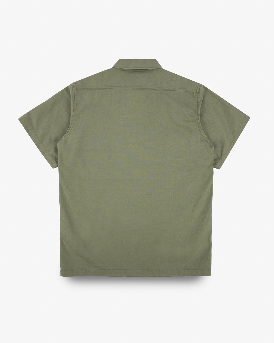 IHSH-415-GRN - 8oz Ripstop Short Sleeved Mechanic Shirt - Military Green