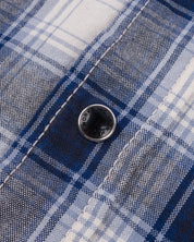 IHSH-418-BLU - 5oz Selvedge Short Sleeved Madras Check Western Shirt - Blue