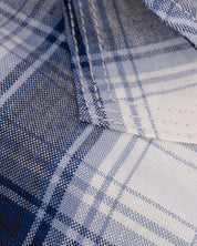 IHSH-418-BLU - 5oz Selvedge Short Sleeved Madras Check Western Shirt - Blue