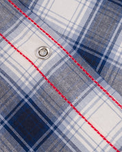 IHSH-418-BLU - 5oz Selvedge Short Sleeved Madras Check Western Shirt - Blue