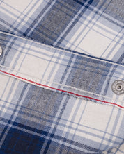 IHSH-418-BLU - 5oz Selvedge Short Sleeved Madras Check Western Shirt - Blue