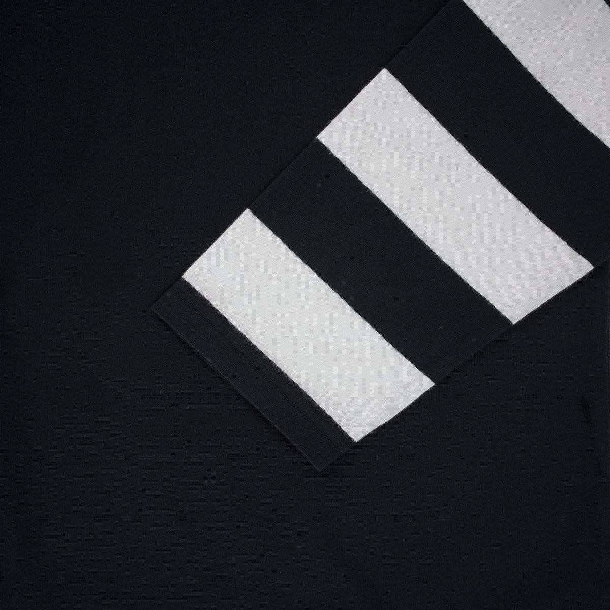 IHTB-11-BLK - 7.5oz Cotton Long-Sleeved Crew Neck - Black with striped arms