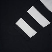 IHTB-11-BLK - 7.5oz Cotton Long-Sleeved Crew Neck - Black with striped arms