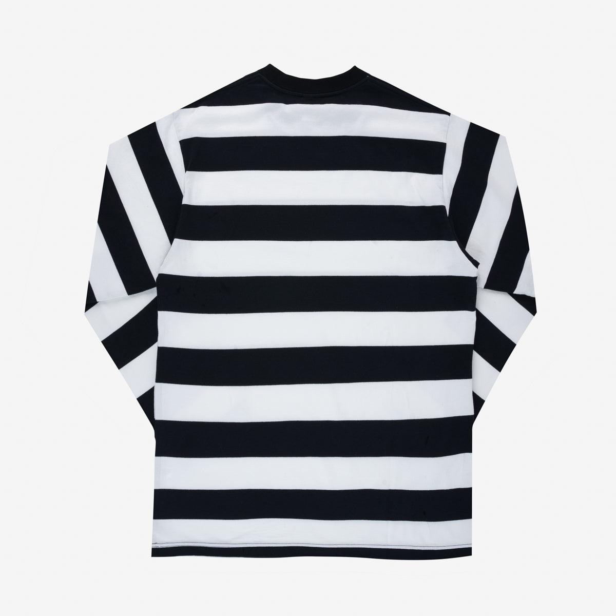 IHTB-09-BLK - 7.5oz Cotton Long-Sleeved Crew Neck - Black and White Stripes