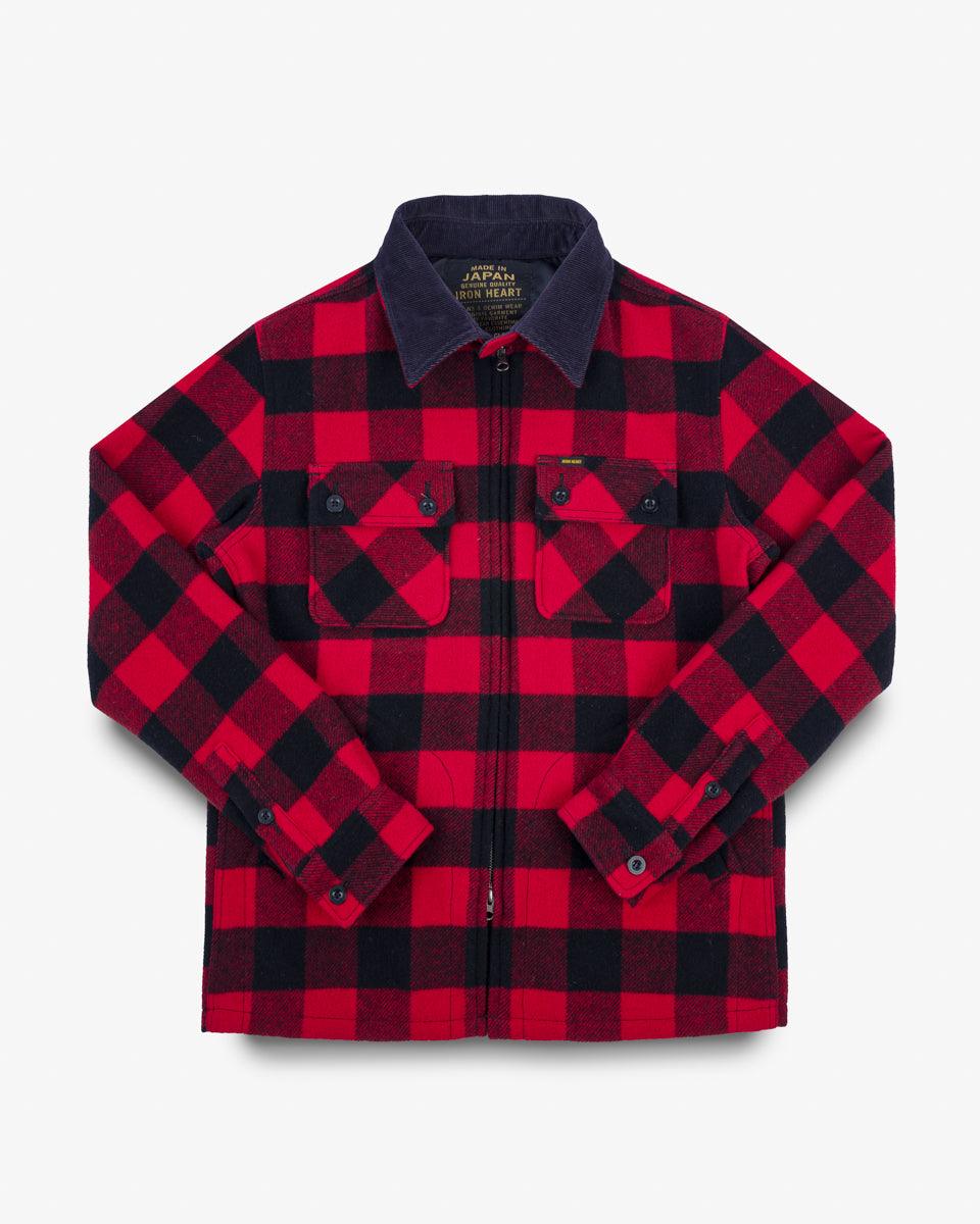 IHW-20-RED - Wool Buffalo Check Bush Jacket - Red