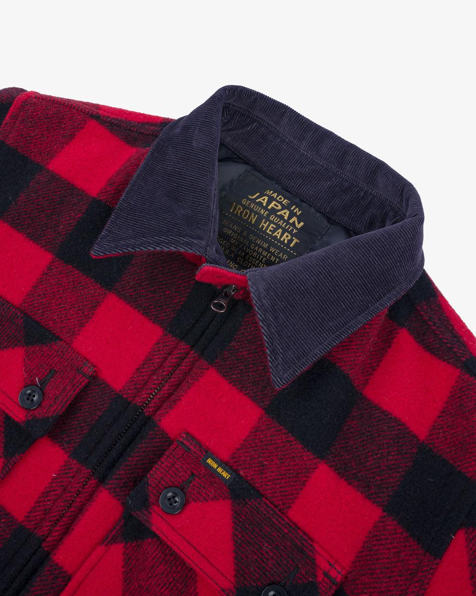 IHW-20-RED - Wool Buffalo Check Bush Jacket - Red