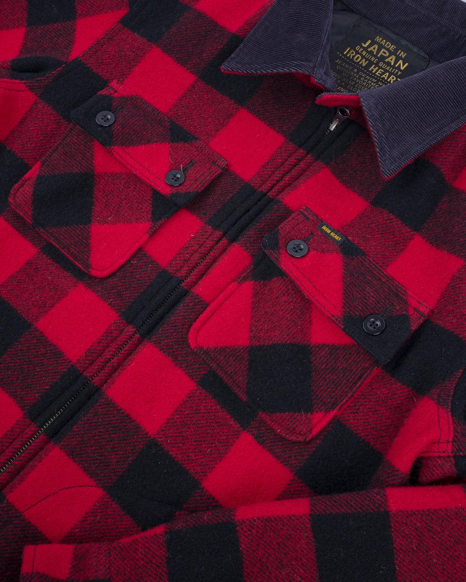 IHW-20-RED - Wool Buffalo Check Bush Jacket - Red