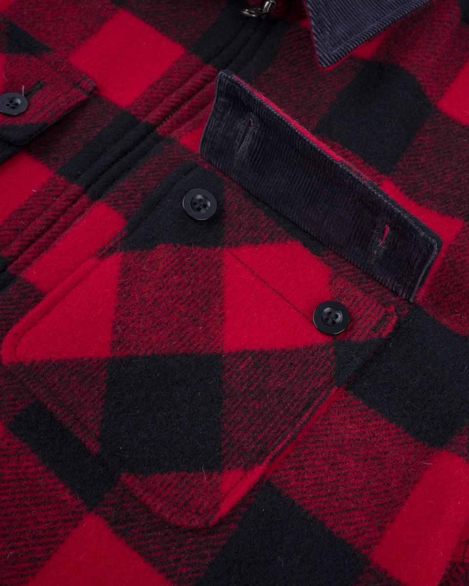 IHW-20-RED - Wool Buffalo Check Bush Jacket - Red